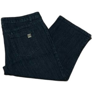 🔥SALE Liz Claiborne Denim Capri Shorts Below Knee Blue Jeans SZ14 Dark Blue E25